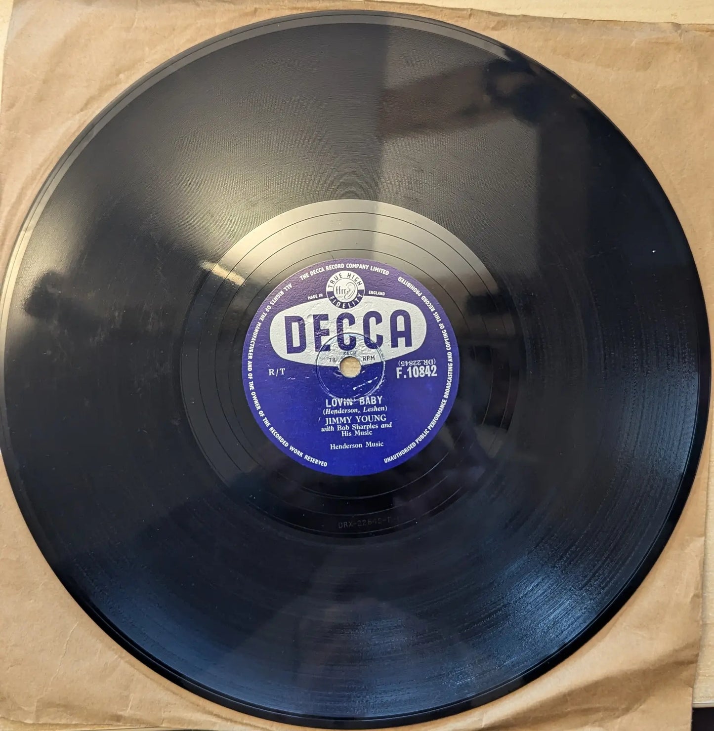 Jimmy Young With Bob Sharples And His Music ‎– Lovin' Baby / My Faith, My Hope, My Love (F.10842) image 0
