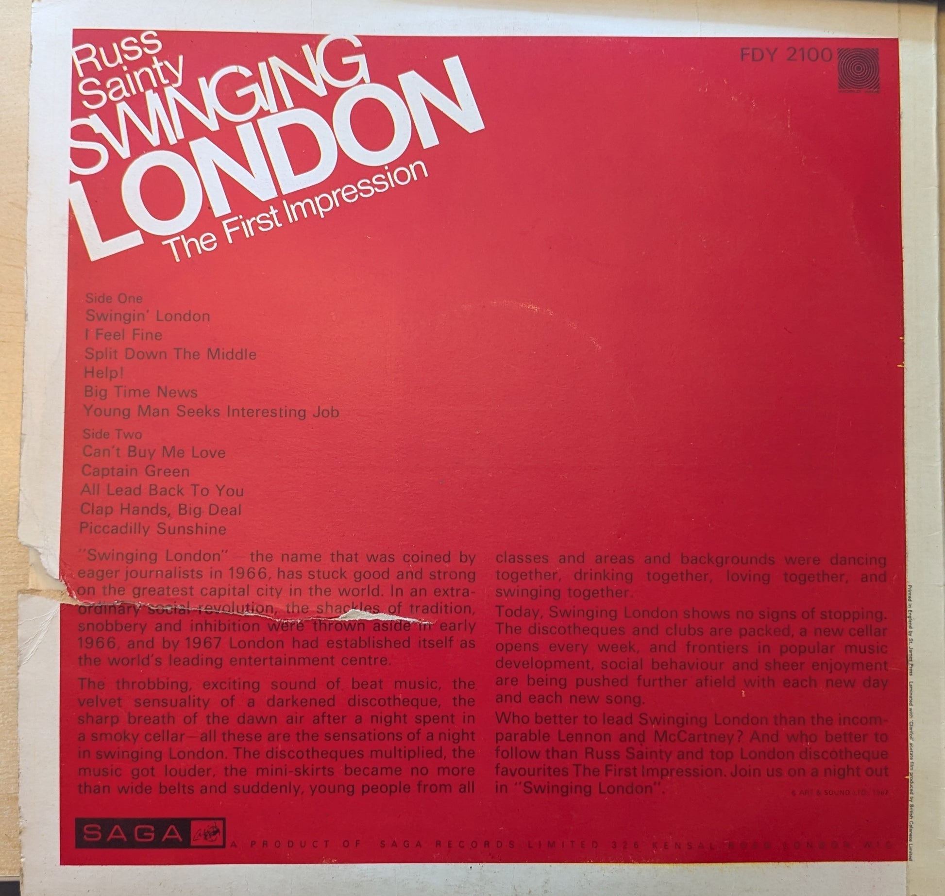 The First Impression / Russ Sainty ‎– Swinging London (FDY 2100) image 2