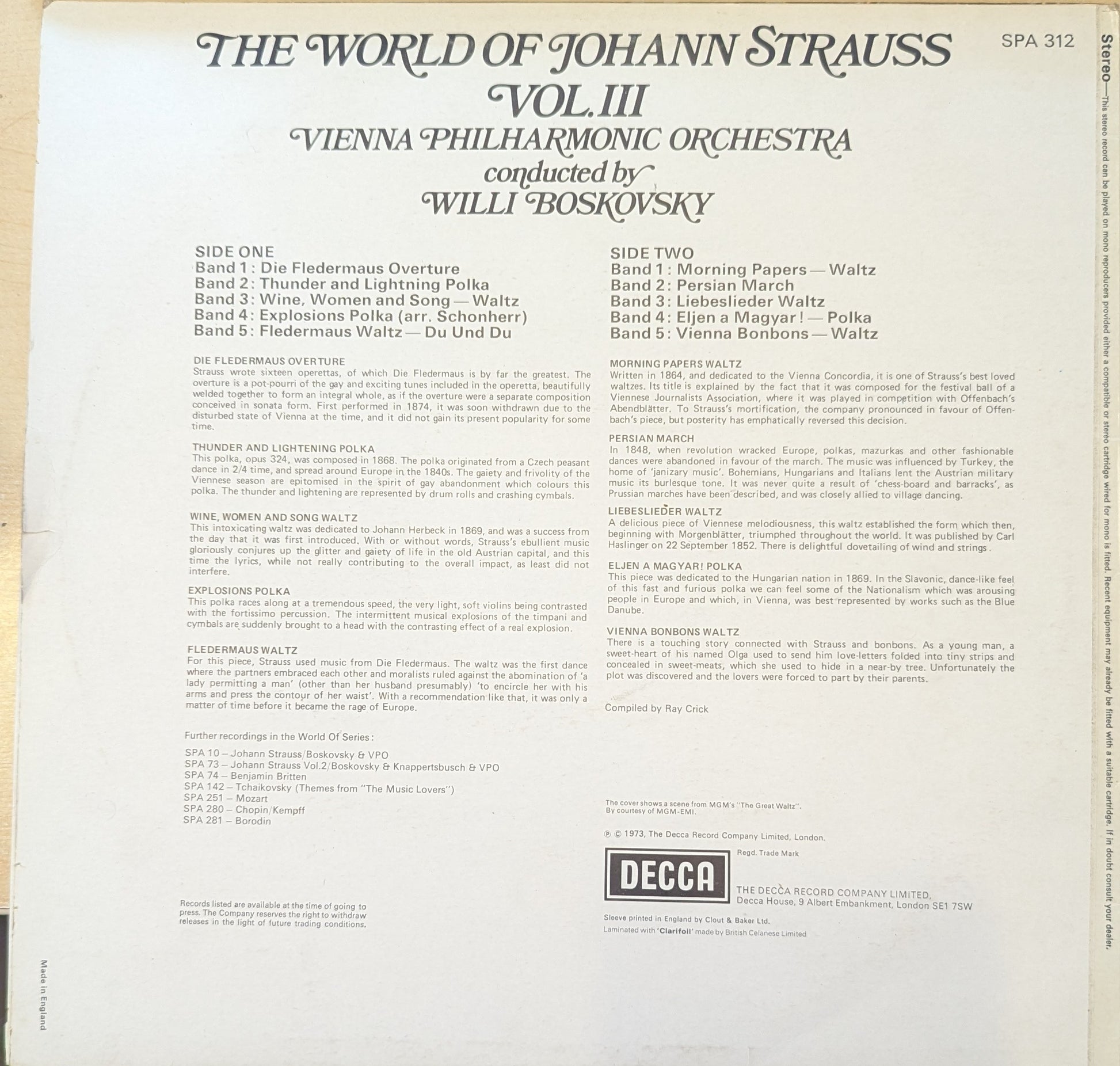 The World Of Johann Strauss Vol. III (SPA 312) image 2