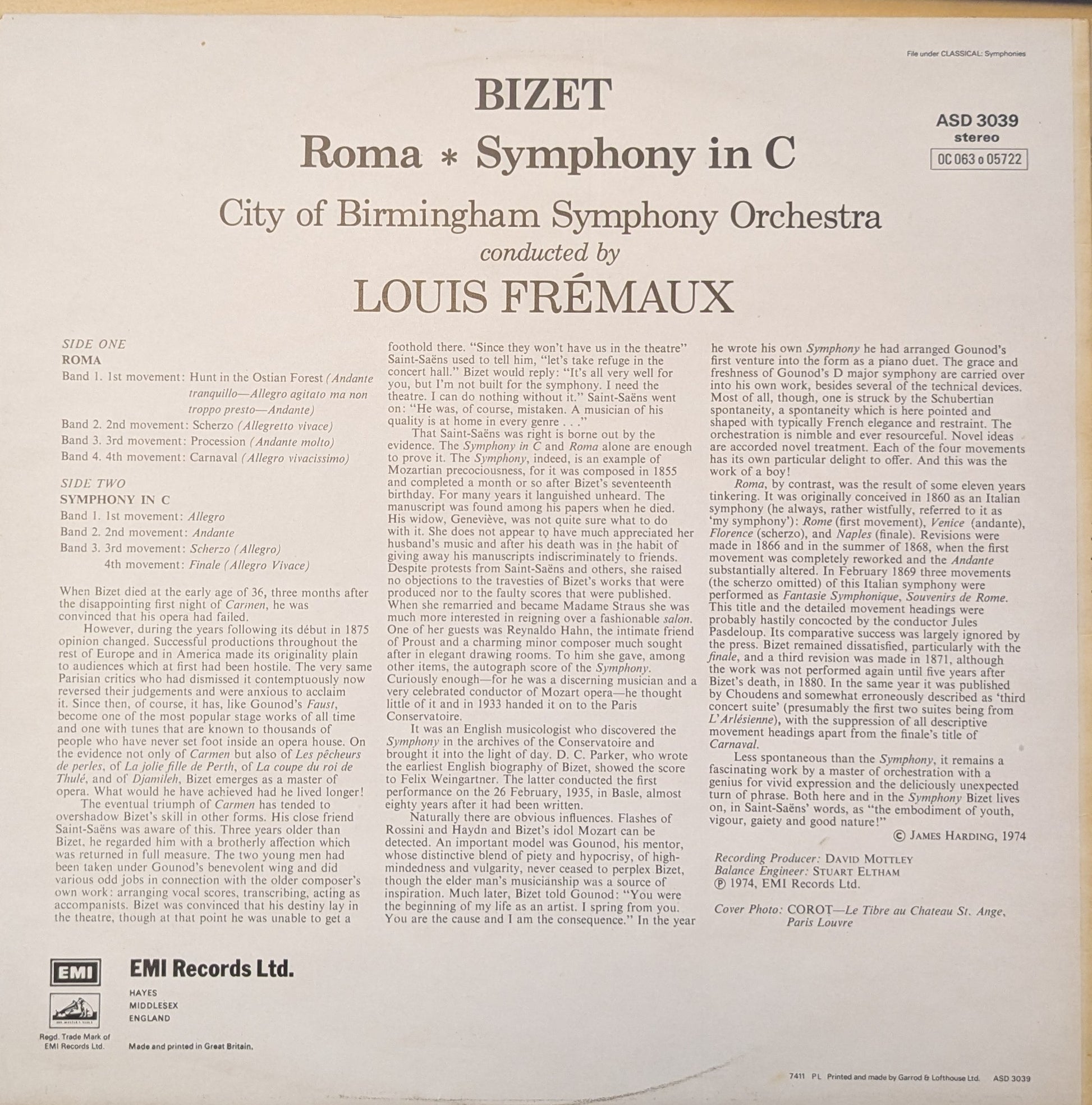 Bizet, City Of Birmingham Symphony Orchestra, Louis Frémaux ‎– Roma - Symphony in C image 2