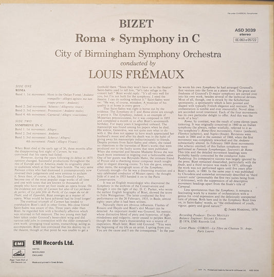 Bizet, City Of Birmingham Symphony Orchestra, Louis Frémaux ‎– Roma - Symphony in C image 2