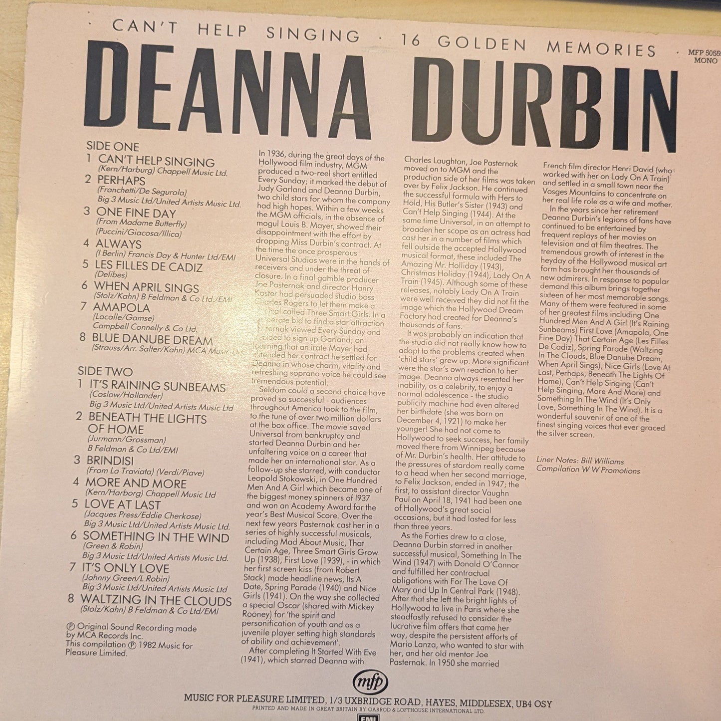 Deanna Durbin ‎– Can't Help Singing (MFP 50559) image 2