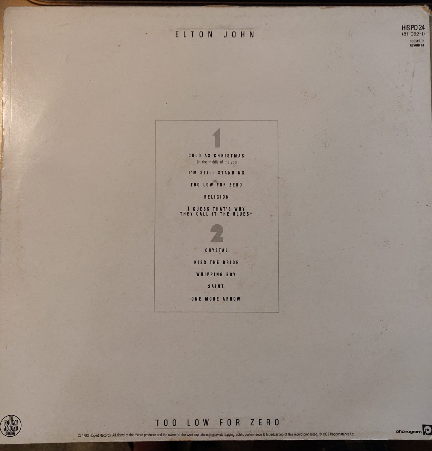 Elton John ‎– Too Low For Zero (HIS PD 24) image 2