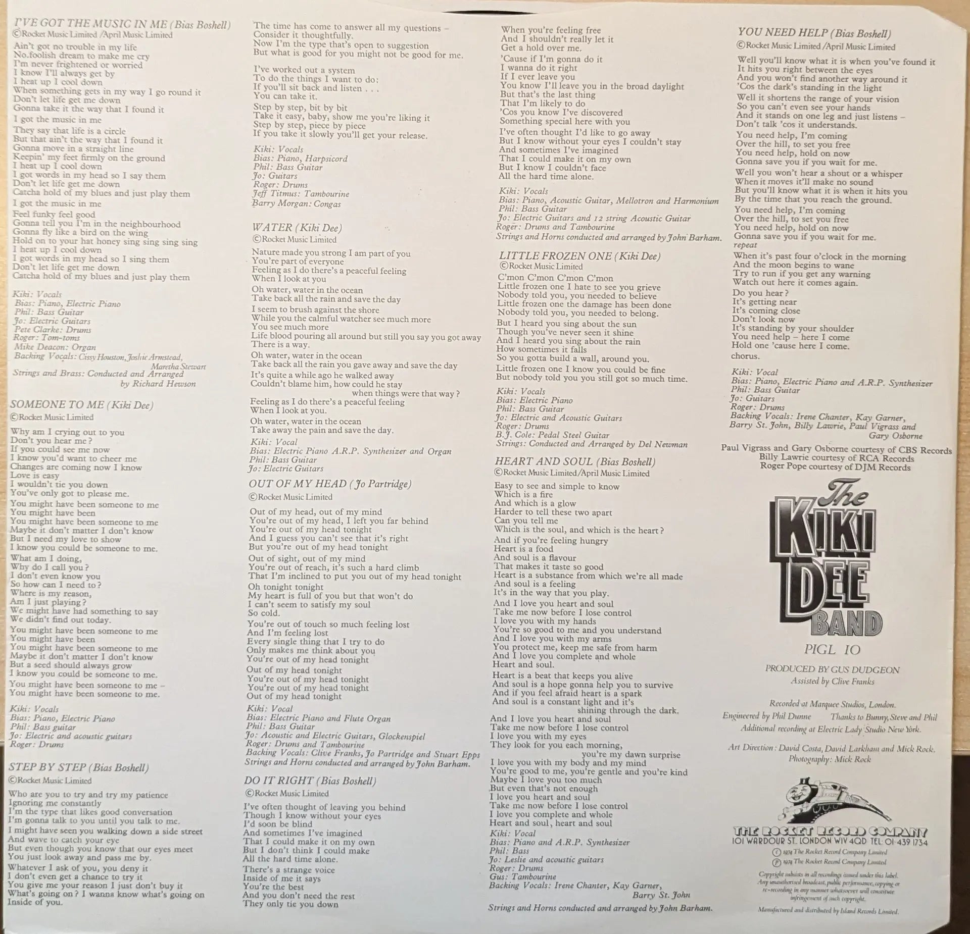 The Kiki Dee Band ‎– I've Got The Music In Me (PIGL 10) image 3