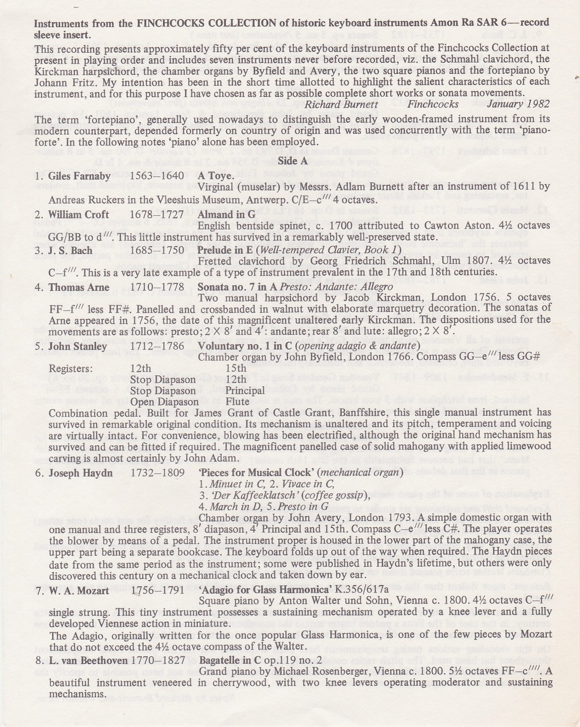 Richard Burnett - The Finchcocks Collection of Historical Instruments (SAR 6) image 3