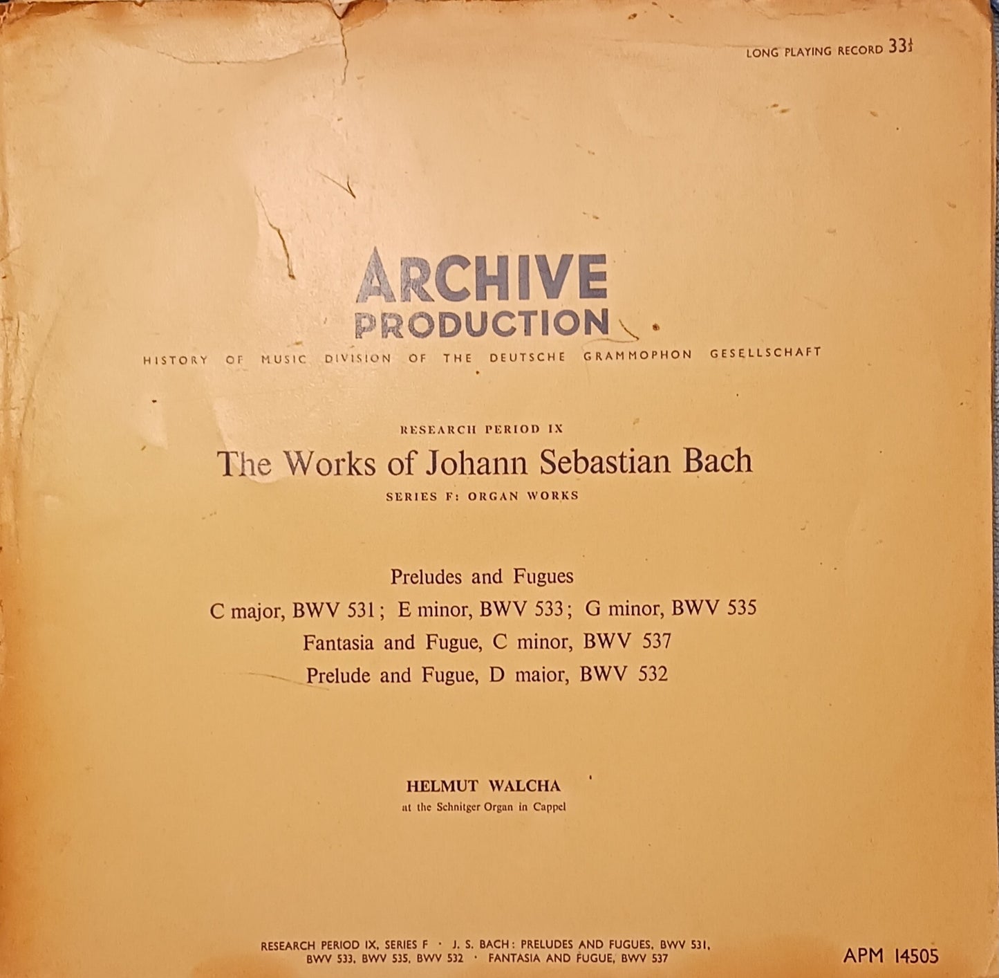 Johann Sebastian Bach ‎– Preludes And Fugues BWV 531, 533, 535 / Fantasia And Fugue C Minor BWV 537, 532 image 0