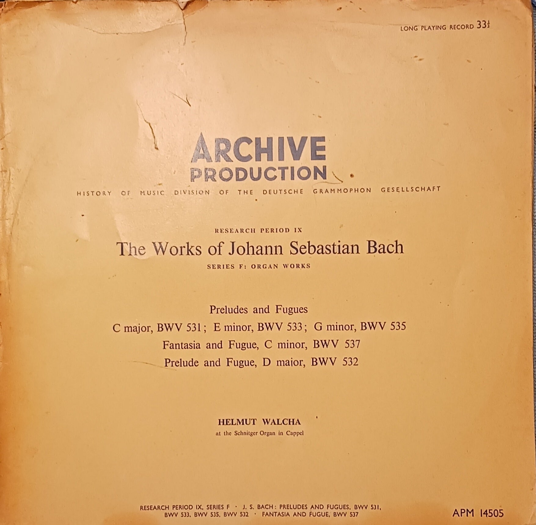 Johann Sebastian Bach ‎– Preludes And Fugues BWV 531, 533, 535 / Fantasia And Fugue C Minor BWV 537, 532 image 0