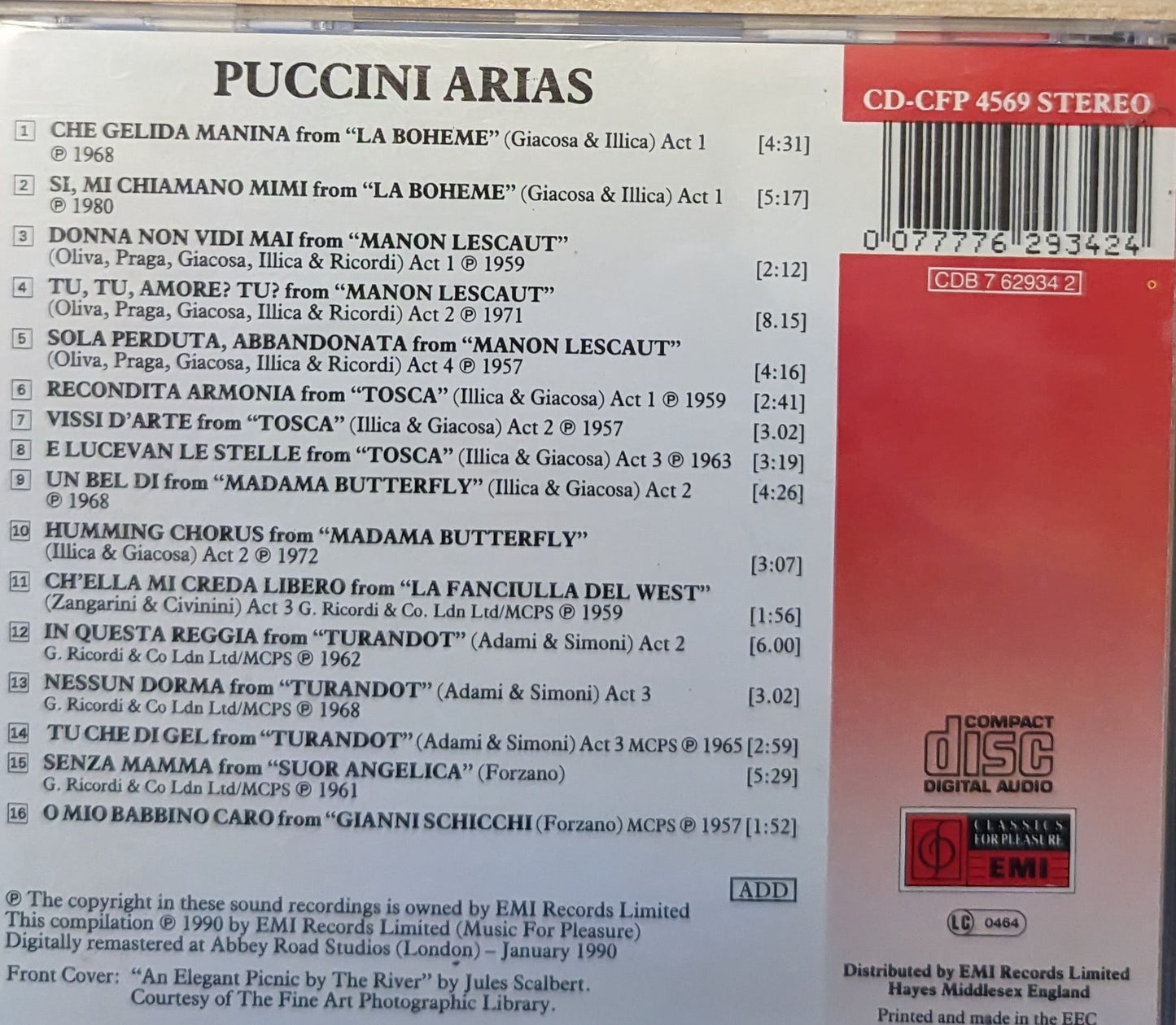 Giacomo Puccini ‎– Puccini Arias image 2